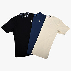 MENS NYLON SOLID-CLR MOCK